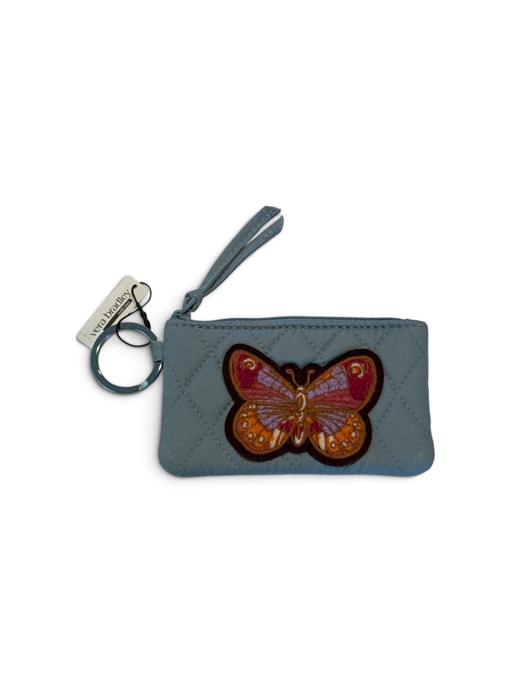 Vera Bradley Blue Quilted Pink and Orange Butterfly ID case new